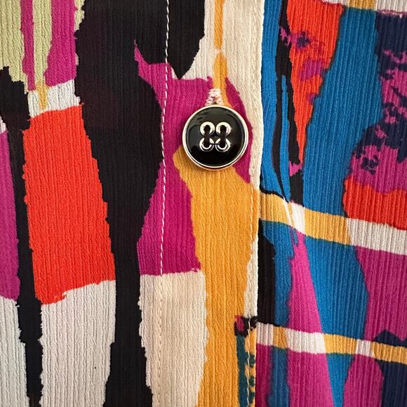 Multiples Abstract Geometric Button Front Tunic Sz M Colorful Artsy Flowy - Picture 6 of 6